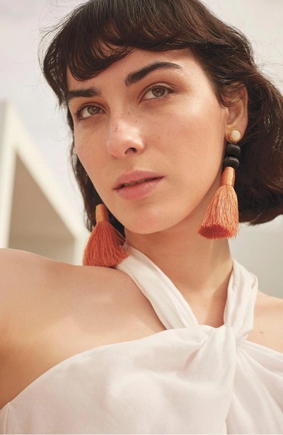 Shop Lizzie Fortunato Modern Craft Pearl Tassel Earrings In Rose