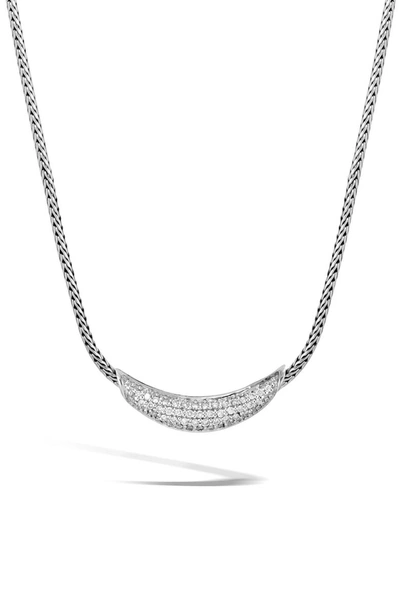 Shop John Hardy Classic Silver Chain Diamond Pave Necklace In Silver/ Diamond