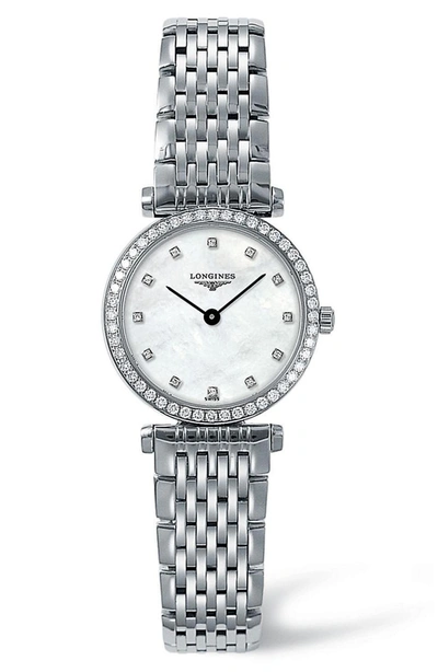 Shop Longines Diamond Bracelet Watch, 24mm In Silver