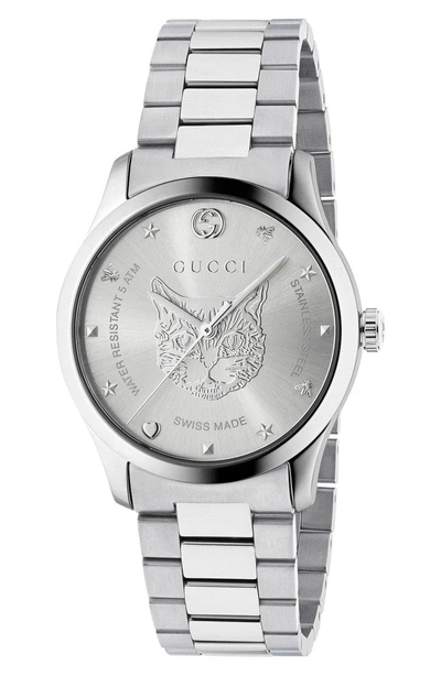 Shop Gucci G-timeless Bracelet Watch, 38mm In Silver