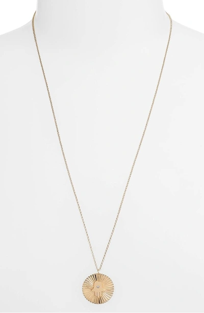 Shop Jennifer Zeuner Iris Faith Diamond Pendant Necklace In Yellow Vermeil