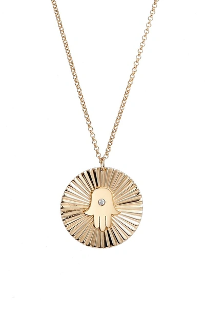 Shop Jennifer Zeuner Iris Faith Diamond Pendant Necklace In Yellow Vermeil