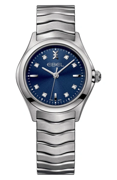Shop Ebel Wave Bracelet Watch, 30mm In Silver/ Blue/ Silver