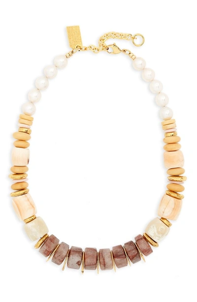 Shop Lizzie Fortunato Pink Sands Freshwater Pearl Collar Necklace In Multi