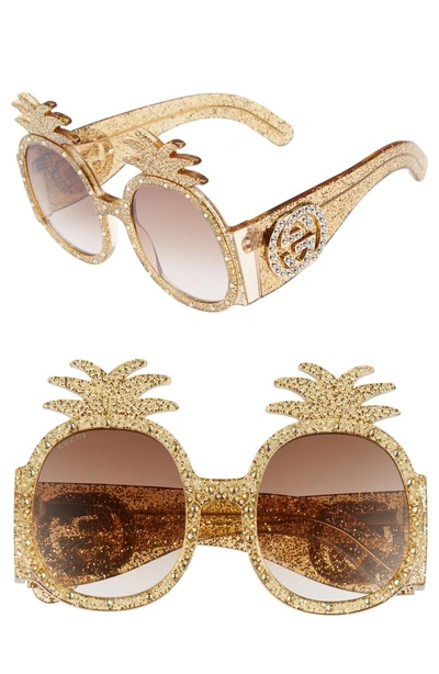 Shop Gucci 53mm Pineapple Sunglasses - Gold