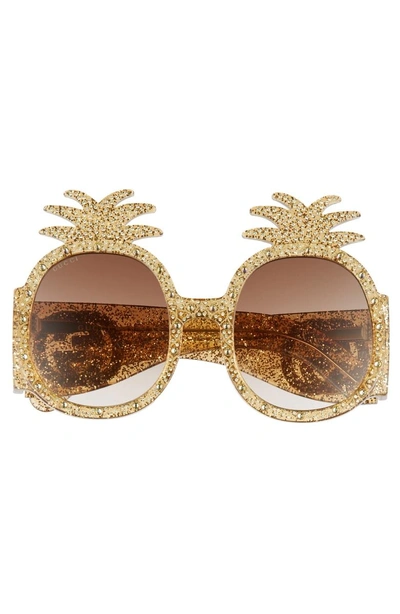 Shop Gucci 53mm Pineapple Sunglasses - Gold
