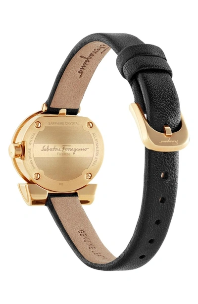 Shop Ferragamo Gancino Leather Bracelet Watch, 22mm In Black/ Silver/ Gold