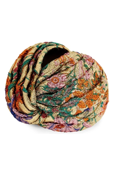 Shop Gucci Situation Floral Jacquard Head Wrap In Gold/ Red