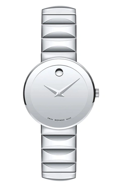 Shop Movado Sapphire Bracelet Watch, 26mm In Silver