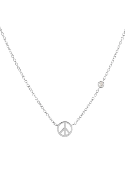 Shop Shy By Se Peace Sign Necklace In Silver