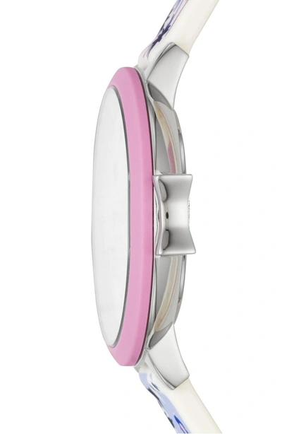 Shop Kate Spade Park Row Silicone Strap Watch, 34mm In Blue/ White/ Silver