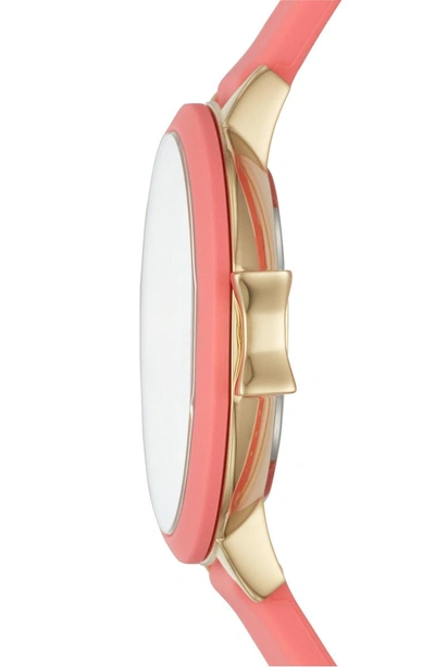 Shop Kate Spade Park Row Silicone Strap Watch, 34mm In Pink/ White/ Gold