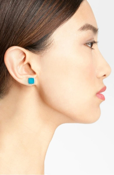 Shop John Hardy Classic Silver Chain Turquoise Stud Earrings In Silver/ Turquoise