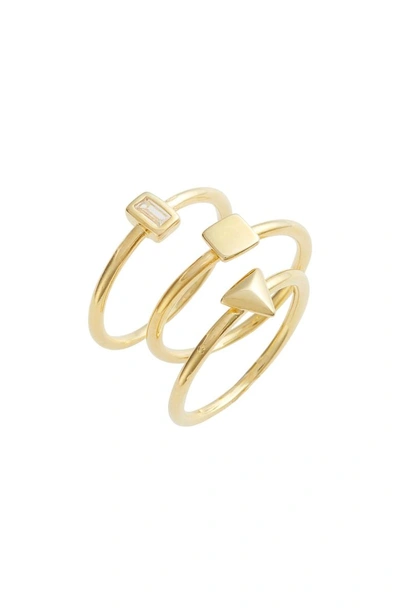 Shop Elise M Kai Set Of 3 Geometric Rings In Gold