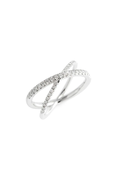 Shop Roberto Coin Diamond Crisscross Ring In White Gold