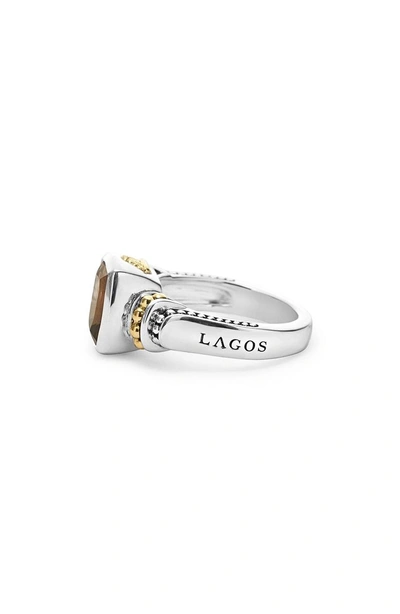 Shop Lagos 'caviar Color' Small Semiprecious Stone Ring In Smokey Quartz