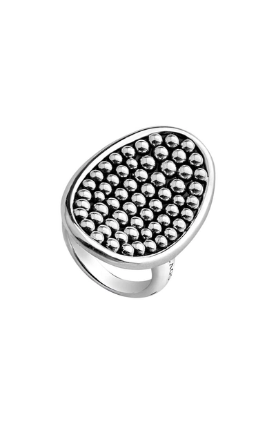 Shop Lagos Bold Caviar Vertical Ellipse Ring In Silver