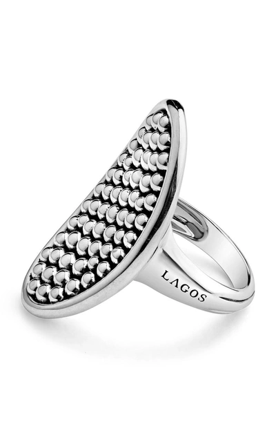 Shop Lagos Bold Caviar Vertical Ellipse Ring In Silver
