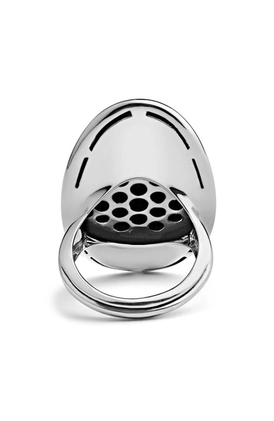 Shop Lagos Bold Caviar Vertical Ellipse Ring In Silver