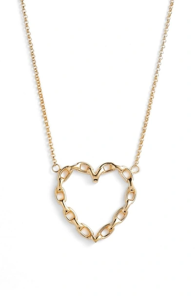 Shop Jennifer Zeuner Fawn Link Heart Necklace In Yellow Vermeil