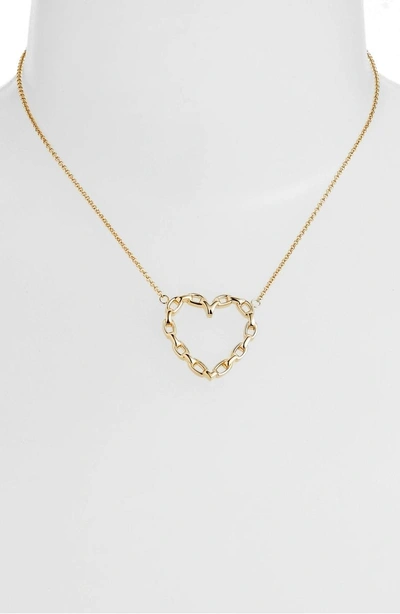 Shop Jennifer Zeuner Fawn Link Heart Necklace In Yellow Vermeil