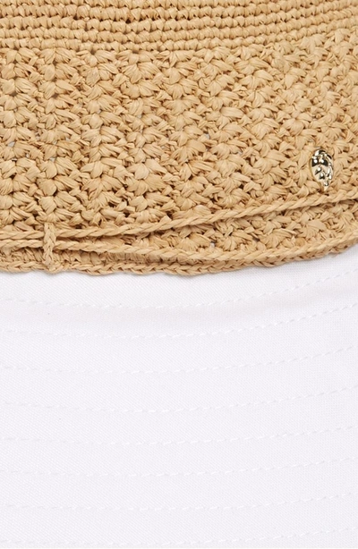 Shop Helen Kaminski Raffia & Cotton Packable Wide Brim Hat - Beige In Natural/ White