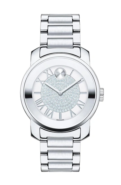 Shop Movado 'bold' Crystal Dial Bracelet Watch, 32mm In Silver