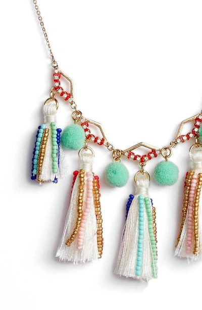 Shop Rebecca Minkoff Tassel & Pompom Necklace In Multi/ Gold