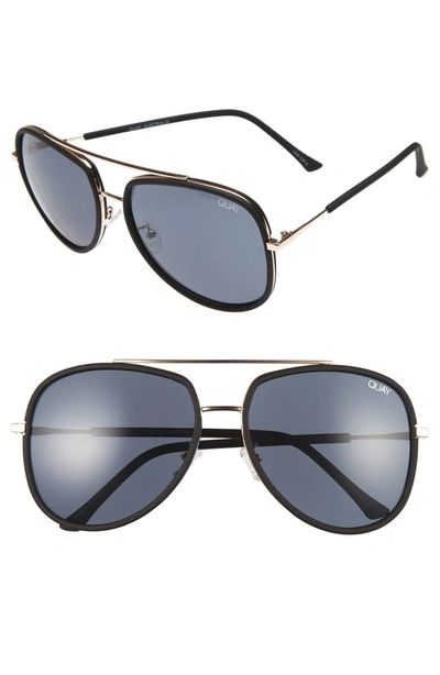 Shop Quay 'needing Fame' 65mm Aviator Sunglasses In Black/ Smoke