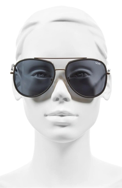 Shop Quay 'needing Fame' 65mm Aviator Sunglasses In Black/ Smoke
