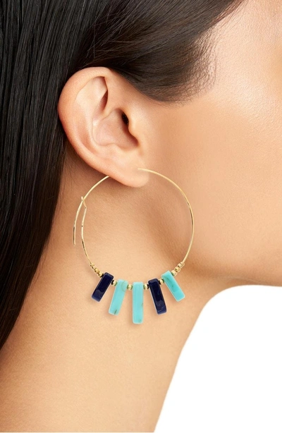 Shop Gas Bijoux Hoop Earrings In Turquoise/ Blue