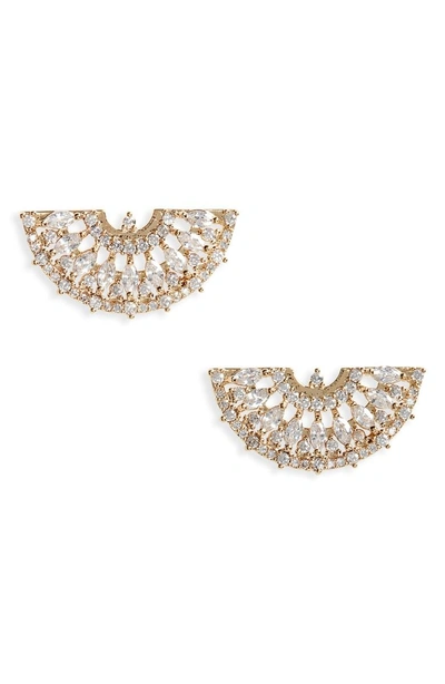 Shop Serefina Sparkle Half Moon Earrings In Gold