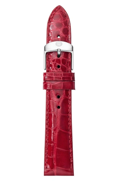 Shop Michele 18mm Alligator Watch Strap In Lipstick