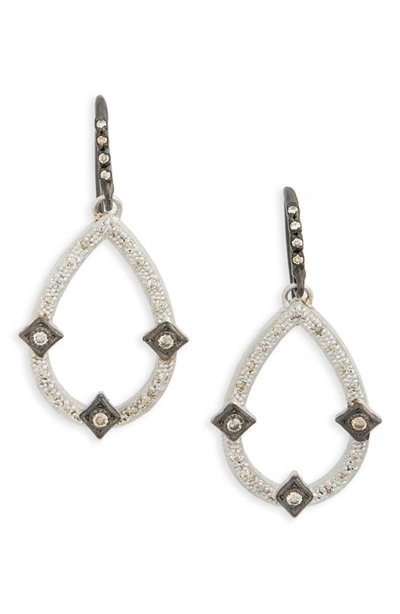 Shop Armenta New World Diamond Open Pear Drop Earrings In Champagne/ Black