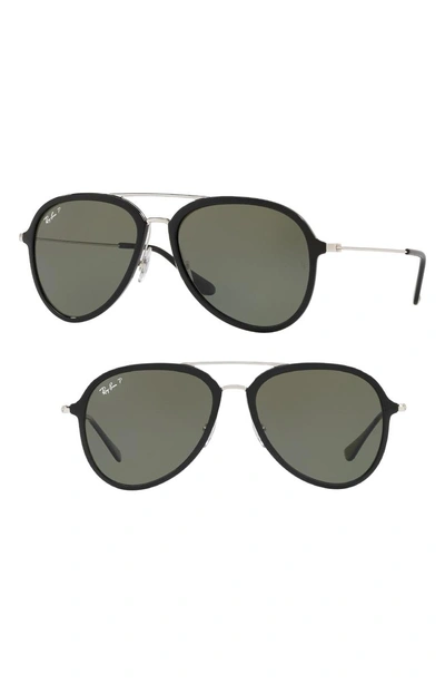Shop Ray Ban 57mm Polarized Aviator Sunglasses - Black