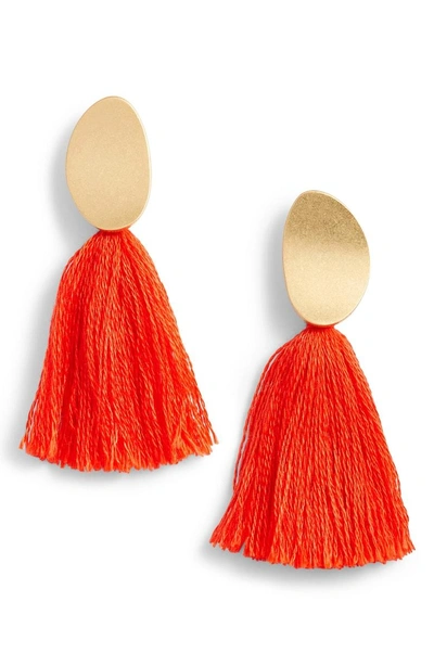 Shop Madewell Curved Tassel Earrings In Bright Poppy