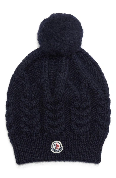 Shop Moncler Knit Beanie - Blue In Navy