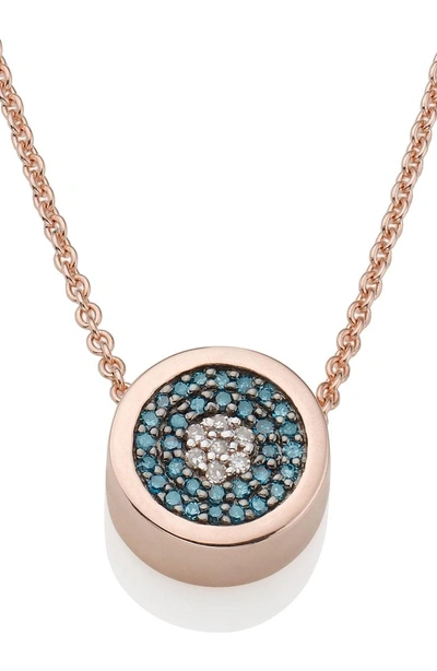 Shop Monica Vinader Evil Eye Diamond Pendant Necklace In Rose Gold/ Diamond