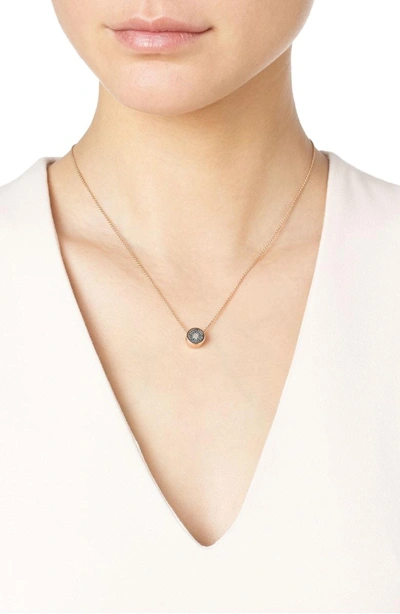 Shop Monica Vinader Evil Eye Diamond Pendant Necklace In Rose Gold/ Diamond