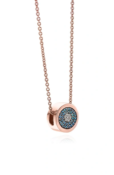 Shop Monica Vinader Evil Eye Diamond Pendant Necklace In Rose Gold/ Diamond