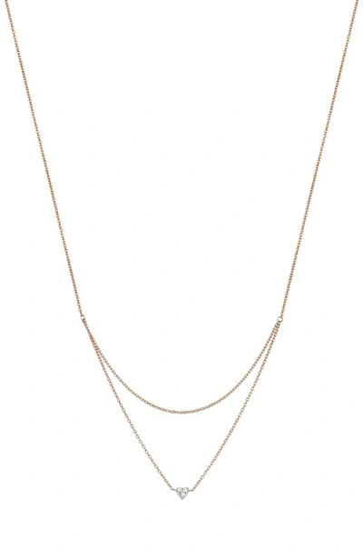 Shop Kismet By Milka Double Layer Diamond Pendant Necklace In Rose Gold
