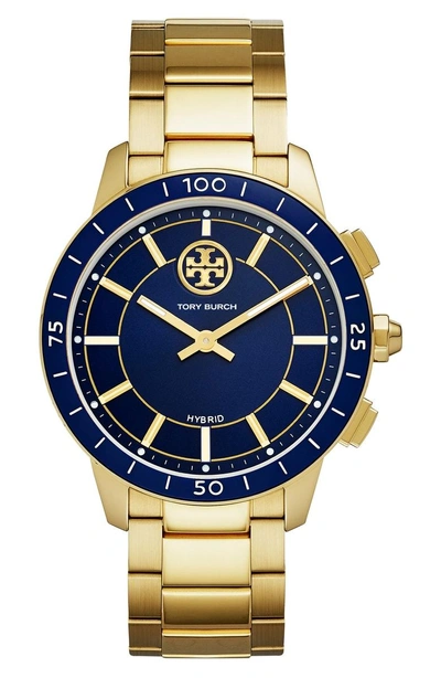 Shop Tory Burch Collins Hybrid Bracelet Watch, 38mm In Gold/ Navy