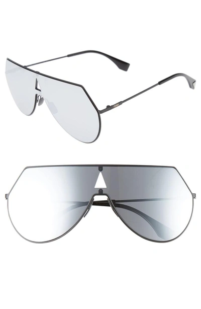 Shop Fendi 99mm Eyeline Aviator Sunglasses - Matte Black
