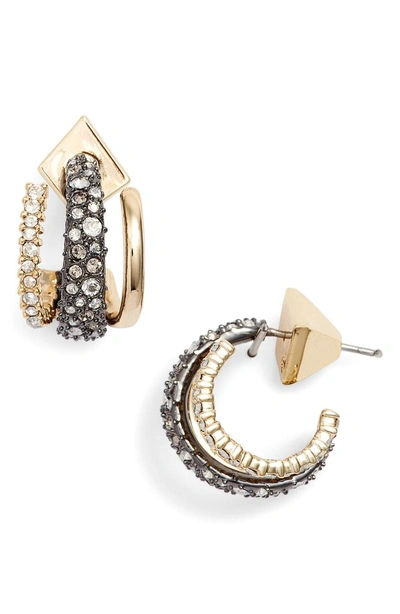Shop Alexis Bittar Floating Orbit Hoop Earrings In Gold