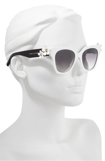 Shop Marc Jacobs 52mm Daisy Cat Eye Sunglasses - White/ Black