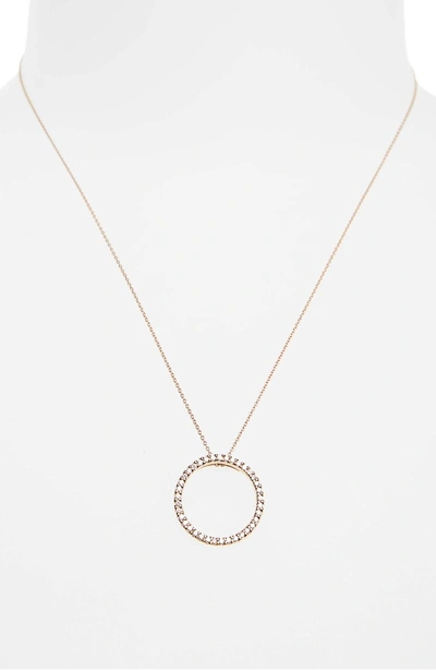 Shop Roberto Coin Diamond Circle Pendant Necklace In Rose Gold