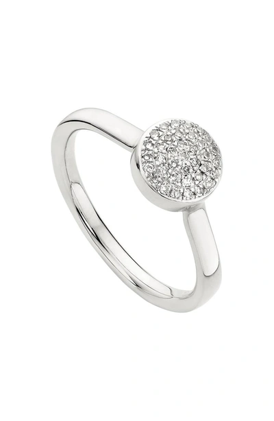 Shop Monica Vinader Ava Diamond Button Ring In Silver