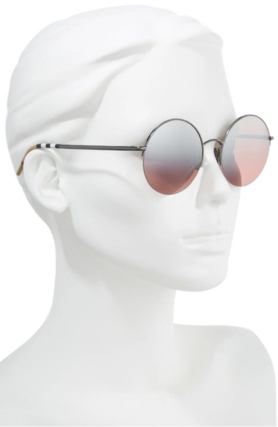 Shop Burberry 54mm Round Sunglasses - Dark Gunmetal Gradient Mirror