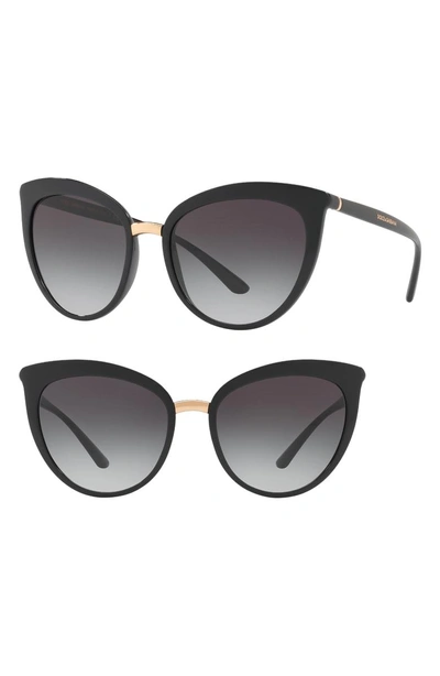 Shop Dolce & Gabbana 55mm Gradient Cat Eye Sunglasses In Black