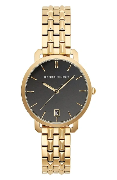 Shop Rebecca Minkoff Billie Bracelet Watch, 34mm In Gold/ Black/ Gold